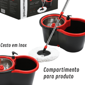 Mop giratório com Balde Inox